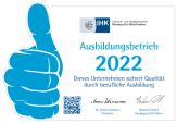 Logo der Industrie- und Handelskammer (IHK) - offizieller Ausbildungsbetrib 2022 (Bild hat eine Langbeschreibung)